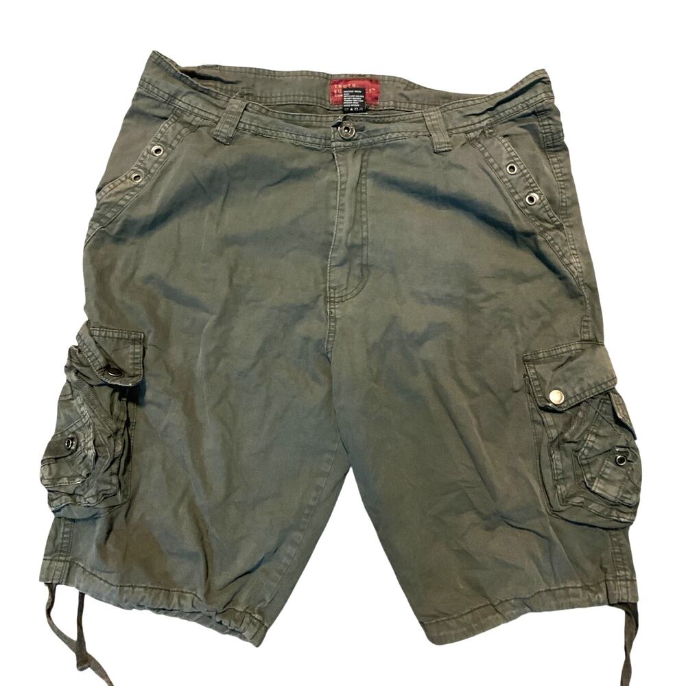 TRUTH SUBSTANCE COMMON SENSE CARGO VINTAGE SHORTS KHAKI GREEN GRUNGE  MEN'S 34